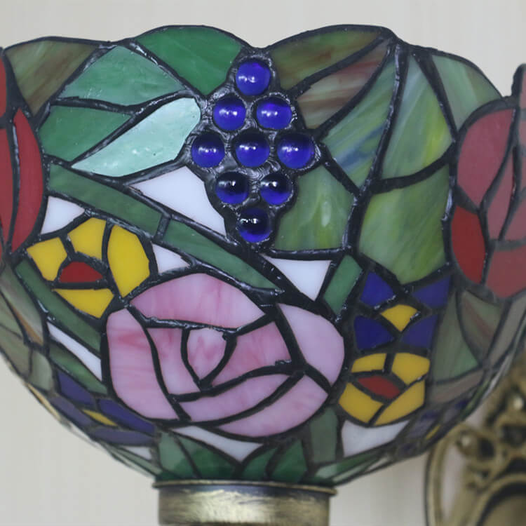 Tiffany Flower Bowl Stained Glass 1-Light Wall Sconce Lamp