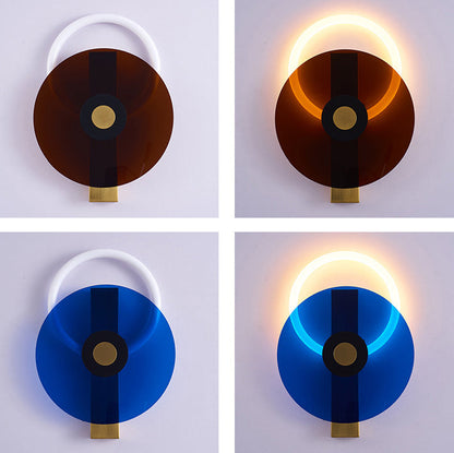 Creative Iron Acrylic Round Disc LED Wall Sconce Lamp