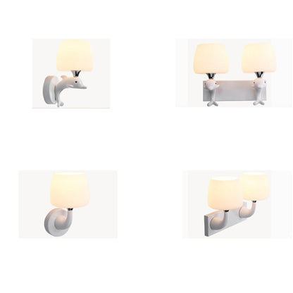 Dolphin Metal Resin Glass 1/2 Light Wall Sconce Lamp