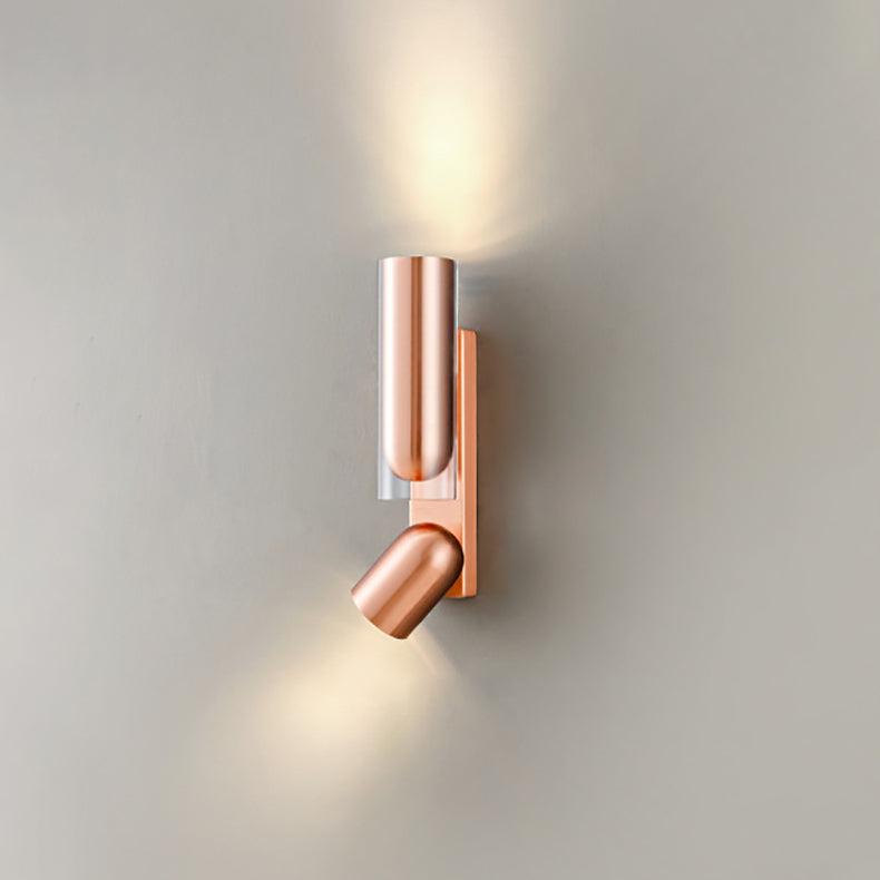 Cylinder Rotatable Iron Glass 2-Light Wall Sconce Lamp