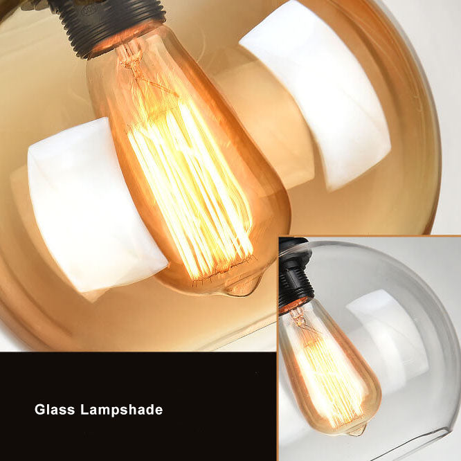 Retro Rope Hanging Glass Globe 1-Light Pendant Light