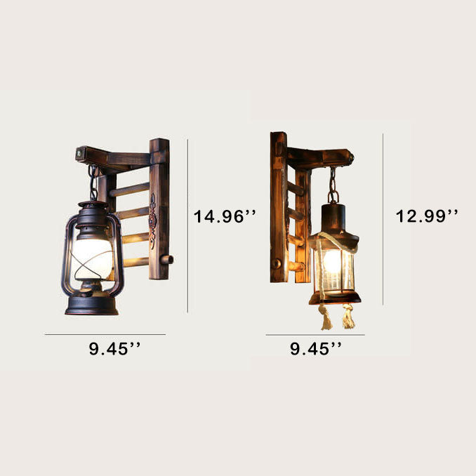Kerosene Bamboo Weaving Base 1-Light Wall Sconce Lamp