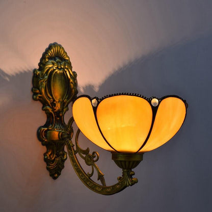 Tiffany Sunflower Stained Glass 1-Light Wall Sconce Lamp