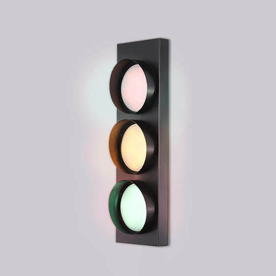 Industrial Traffic Light Metal 3-Light LED Wall Sconce Lamp