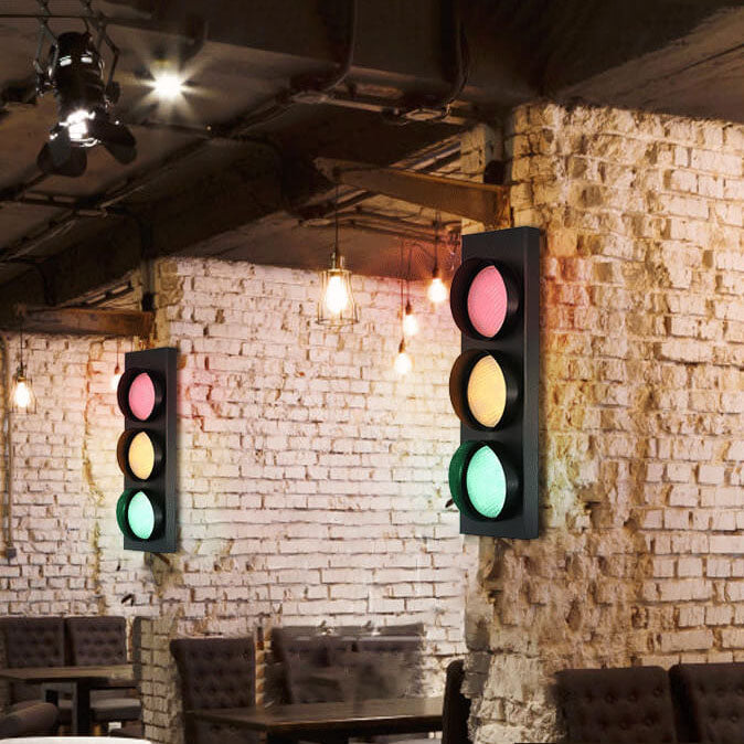 Industrial Traffic Light Metal 3-Light LED Wall Sconce Lamp
