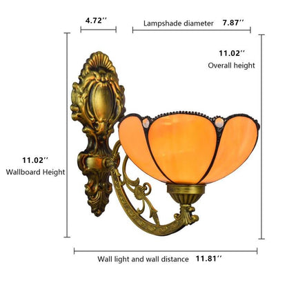 Tiffany Sunflower Stained Glass 1-Light Wall Sconce Lamp