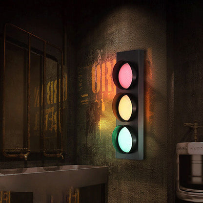 Industrial Traffic Light Metal 3-Light LED Wall Sconce Lamp