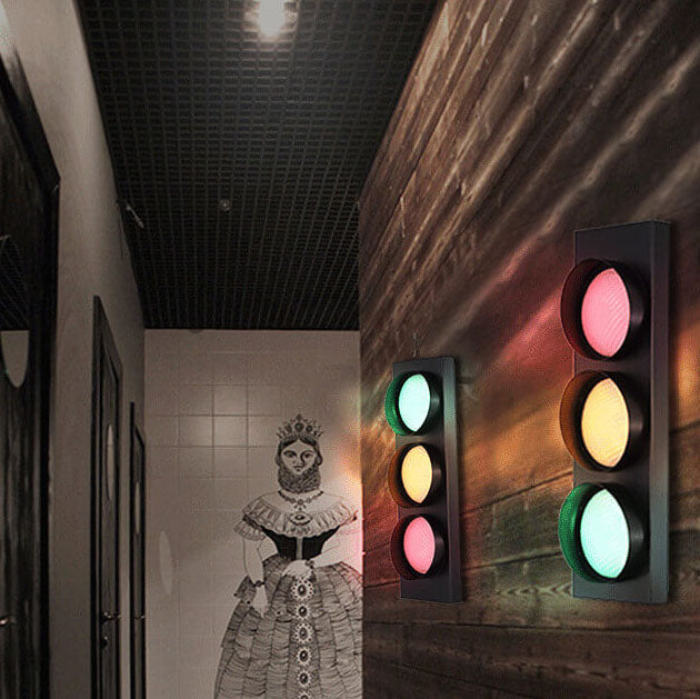 Industrial Traffic Light Metal 3-Light LED Wall Sconce Lamp