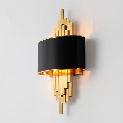 Modern Fabric Hardware Column 2-Light Wall Sconce Lamp