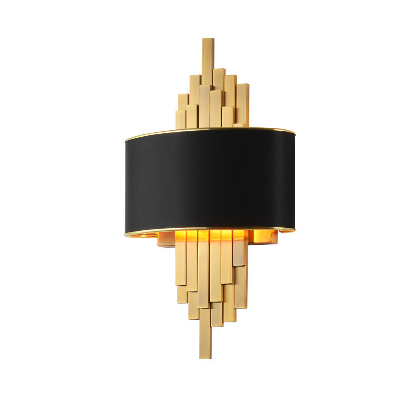 Modern Fabric Hardware Column 2-Light Wall Sconce Lamp