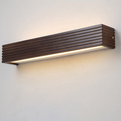 Chinese Walnut Square Bar Vanity LED Wall Sconce Lamp