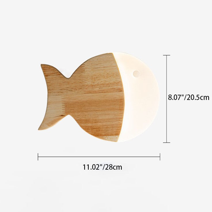 Nordic Creative Wood Art Small Fish LED Wall Sconce Lamp