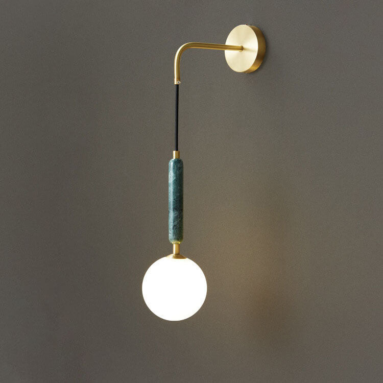 Ball Shade Marble Arm Hanging 1-Light Wall Sconce Lamp