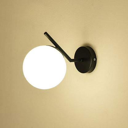 Minimalist Glass Ball Curve Lamp Arm 1-Light Wall Sconce