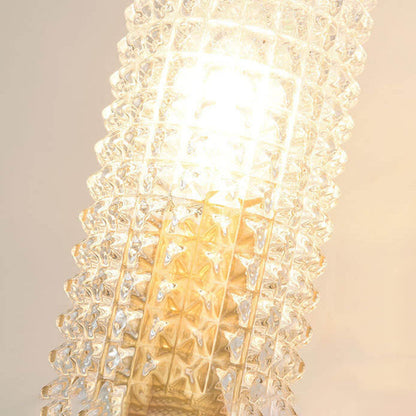 Brass Crystal Long Column Straight Arm LED Wall Sconce Lamp