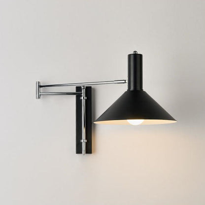 Round Tapered Iron 1-Light Retractable Wall Sconce Lamp