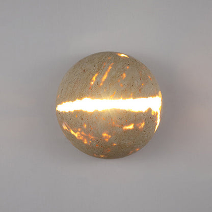Japanese Travertine Semicircle 1-Light Wall Sconce Lamp