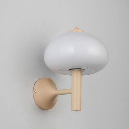 Simplicity Glass Mushroom Round 1-Light Wall Sconce Lamp
