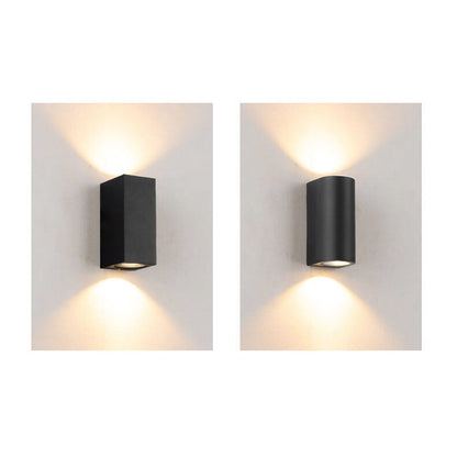 Outdoor Aluminum Glass Cylinder 2-Light Wall Sconce Lamp