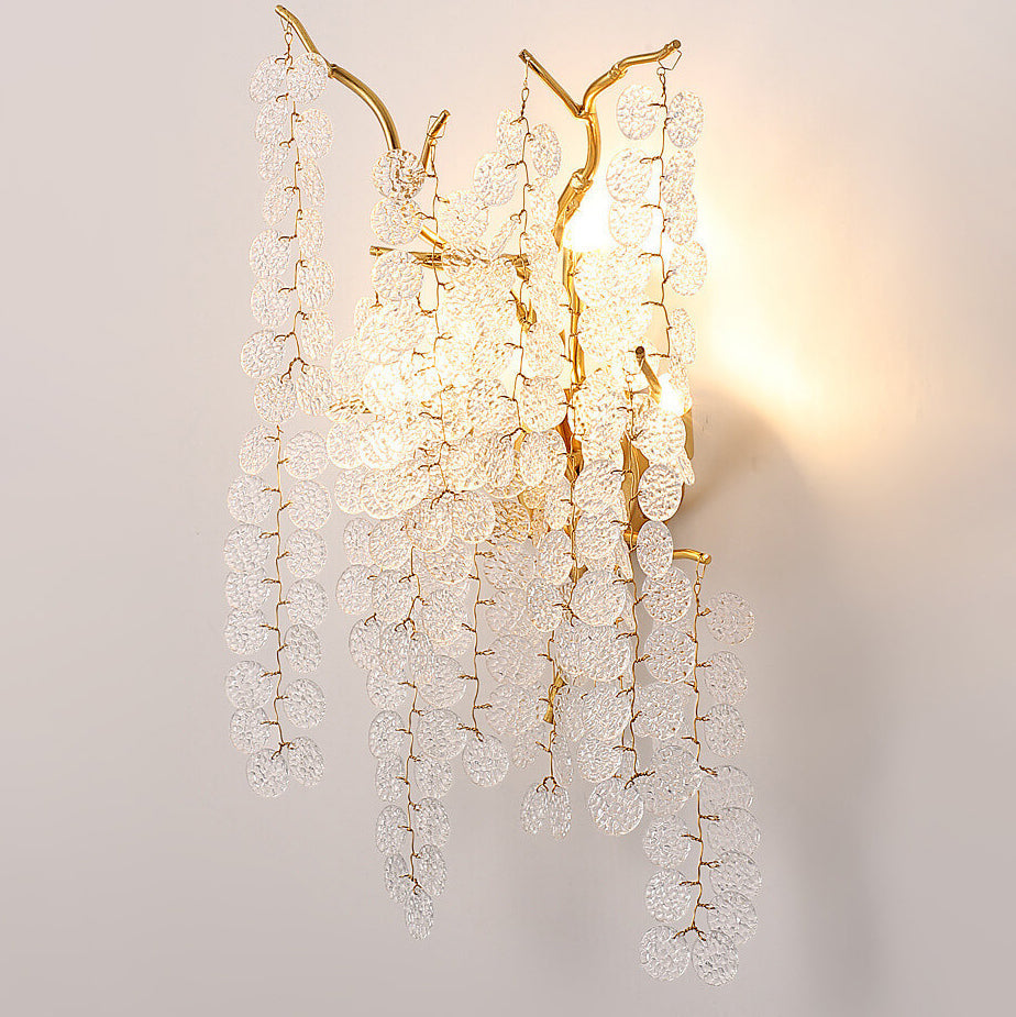 Money Tree Branch Aluminum Glass 3-Light Wall Sconce Lamp