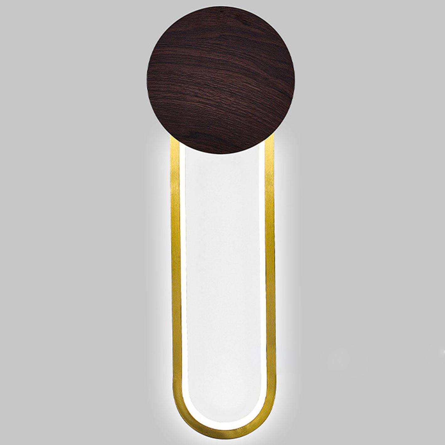 Wood Grain Round Wrought Iron LED Wall Sconce Lamp