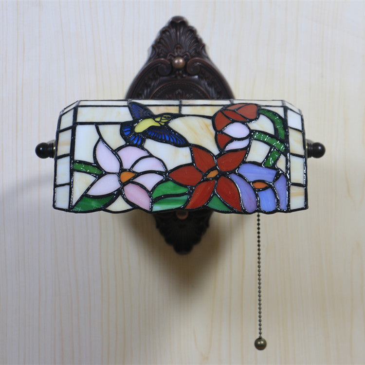 Tiffany Alloy Iron Stained Glass 1-Light Wall Sconce Lamp