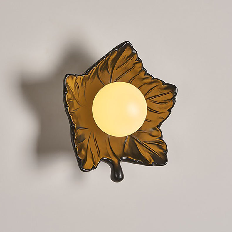 Creative Resin Glass Maple Leaf 1-Light Wall Sconce Lamp