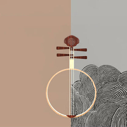 Chinese Pipa Instrument Zen Decoration LED Wall Sconce Lamp