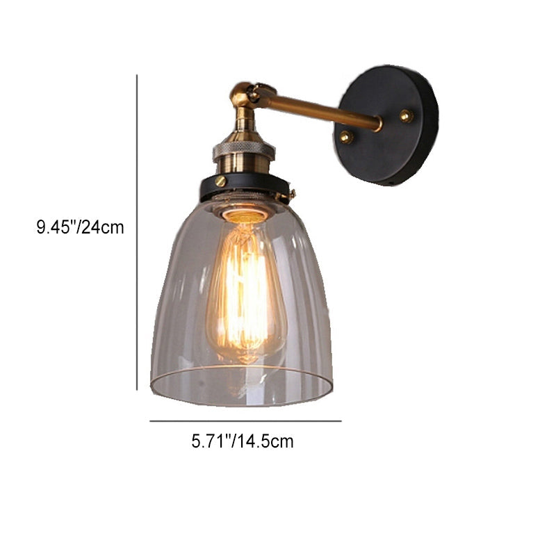 Industrial Round Cup Iron Glass 1-Light Wall Sconce Lamp