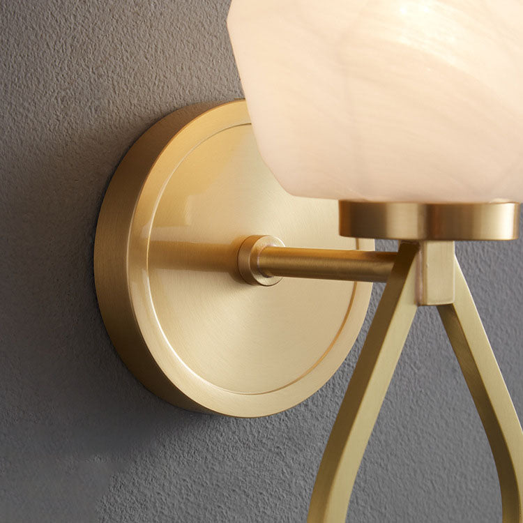 Brass Geometrical Glass Shade 1-Light Wall Sconce Lamp