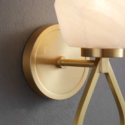 Brass Geometrical Glass Shade 1-Light Wall Sconce Lamp