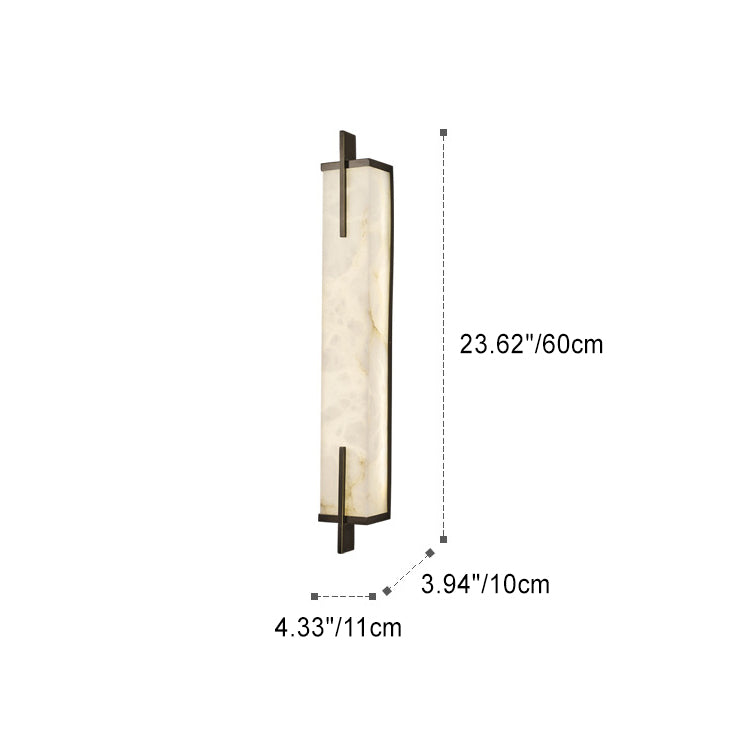 Luxury Full Copper Marble Rectangle LED Wall Sconce Lamp