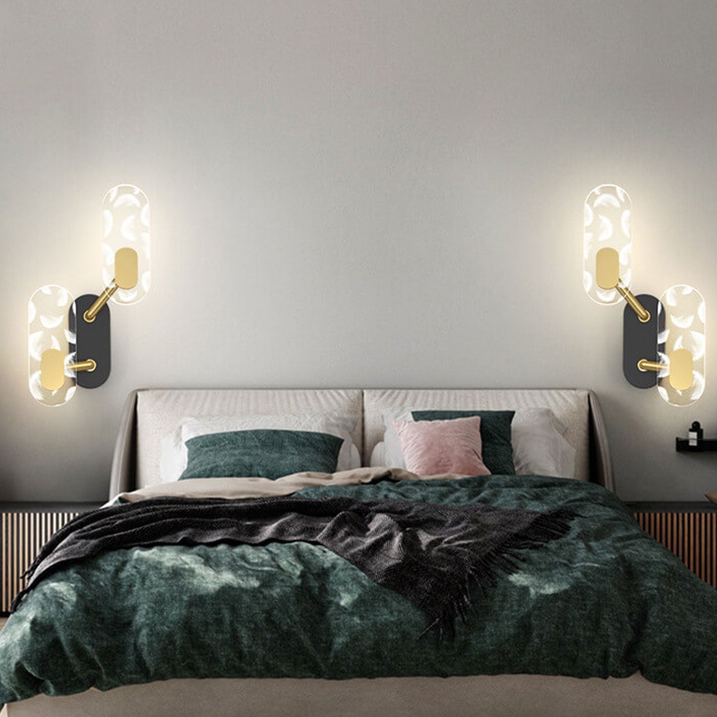 Creative Acrylic Ring Black Gold LED Wall Sconce Lamp