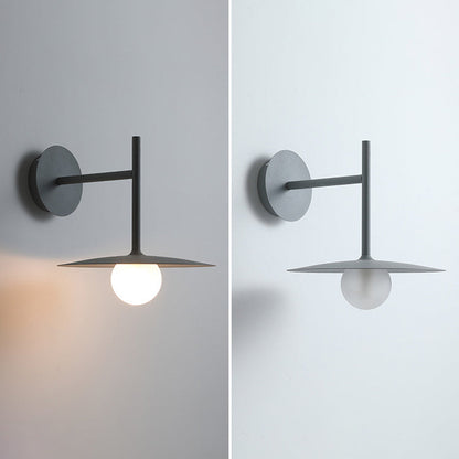 Iron Glass Disc Round Plate 1-Light Wall Sconce Lamp