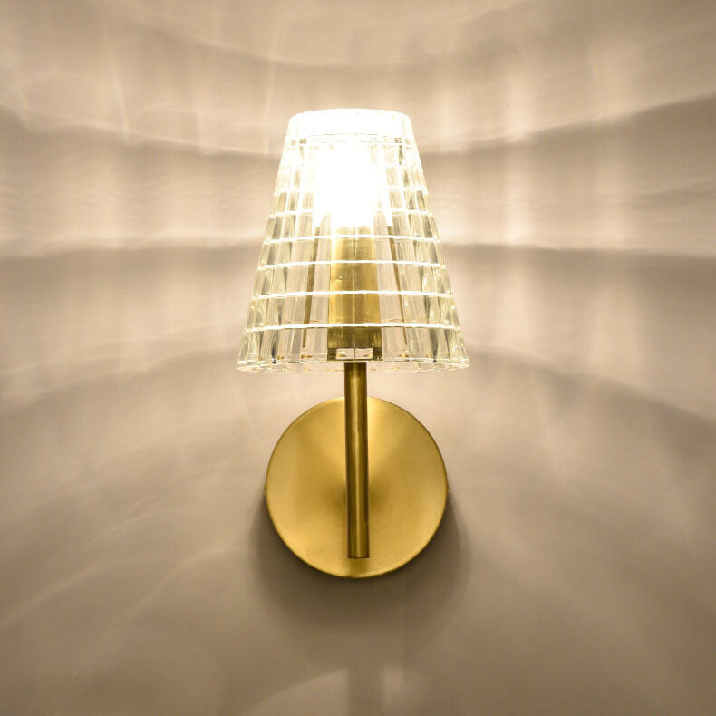Luxury Round Textured Glass Copper 1-Light Wall Sconce Lamp