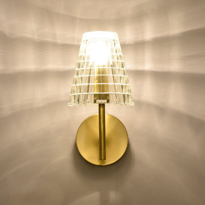 Luxury Round Textured Glass Copper 1-Light Wall Sconce Lamp