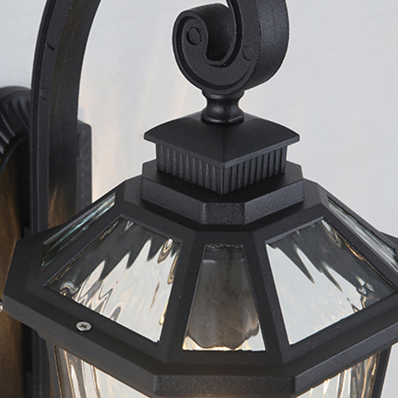Waterproof Glass Octagon Cylinder 1-Light Wall Sconce Lamp