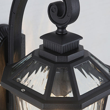 Waterproof Glass Octagon Cylinder 1-Light Wall Sconce Lamp