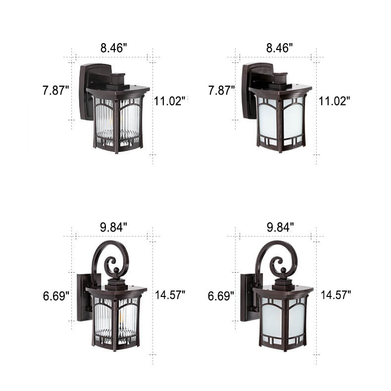 Square Carved 1-Light Outdoor Waterproof Wall Sconce Lamp