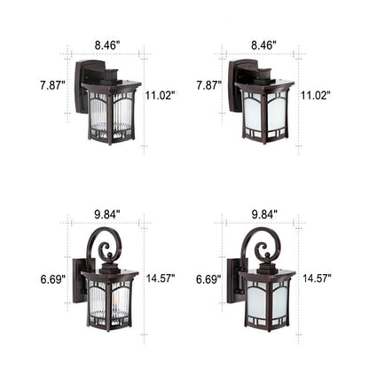 Square Carved 1-Light Outdoor Waterproof Wall Sconce Lamp