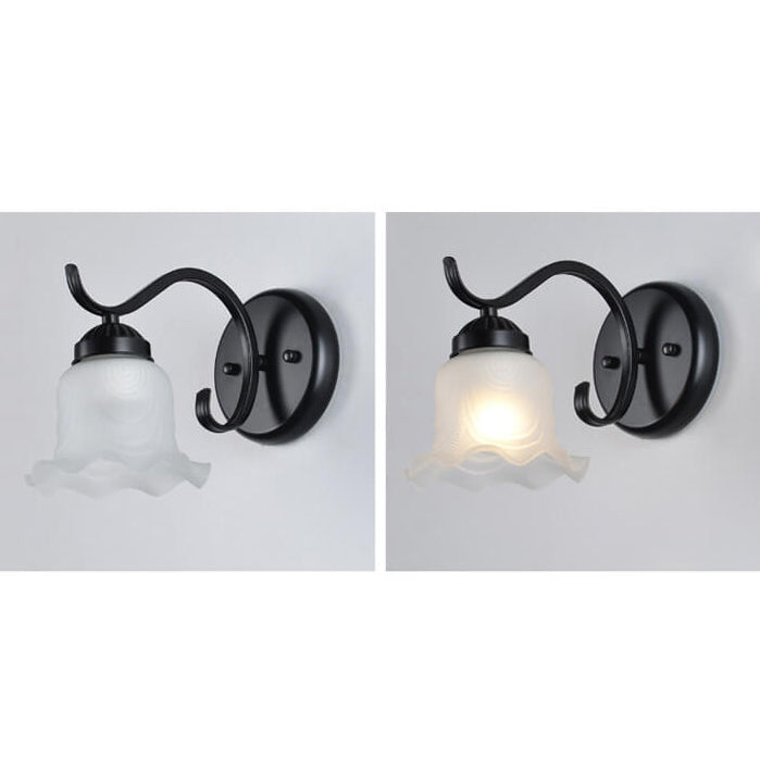 Retro Rustic Iron Glass 1-Light Wall Sconce Lamp
