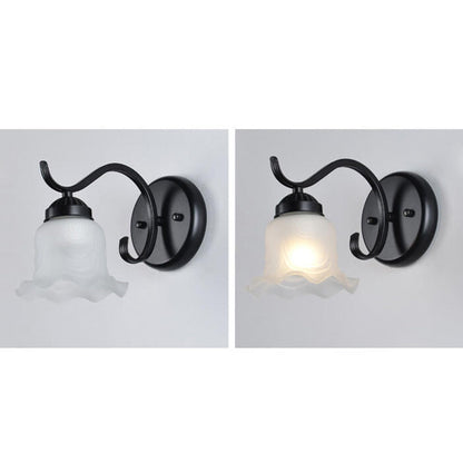 Retro Rustic Iron Glass 1-Light Wall Sconce Lamp