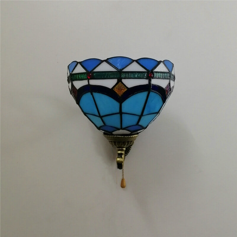 Tiffany Resin Glass Flower Shape 1-Light Wall Sconce Lamp