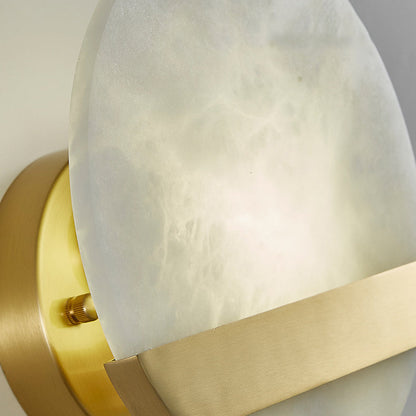 Luxury Copper Marble Round V Letter LED Wall Sconce Lamp