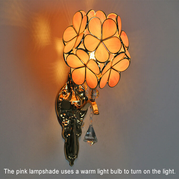 Tiffany Gold Frame Glass Metal 1-Light Wall Sconce Lamp