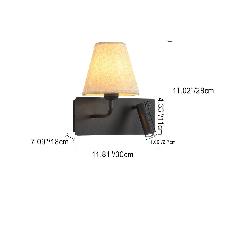 Simplicity Aluminum Fabric Cone 1-Light Wall Sconce Lamp