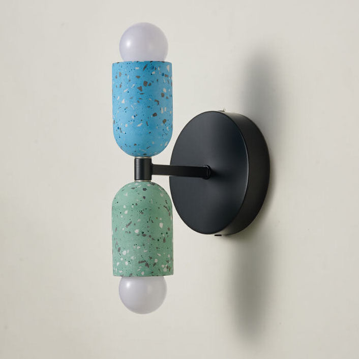 Japanese Stone Shaped Iron Cement 2-Light Wall Sconce Lamp