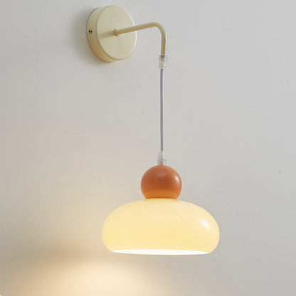 Cream Dome Round Iron Glass 1-Light Wall Sconce Lamp