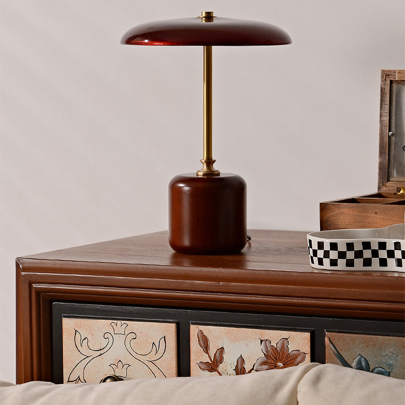 Contemporary Brass Wood Table Lamp