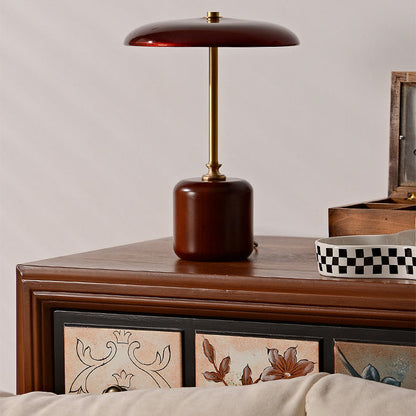 Contemporary Brass Wood Table Lamp